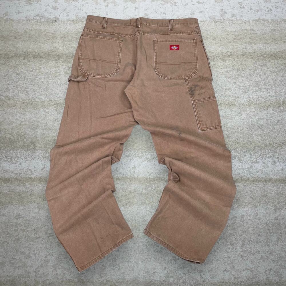 Vintage Y2K Dickies Carpenter Pants 38x34 Baggy Wide Leg Fit Tan Canvas